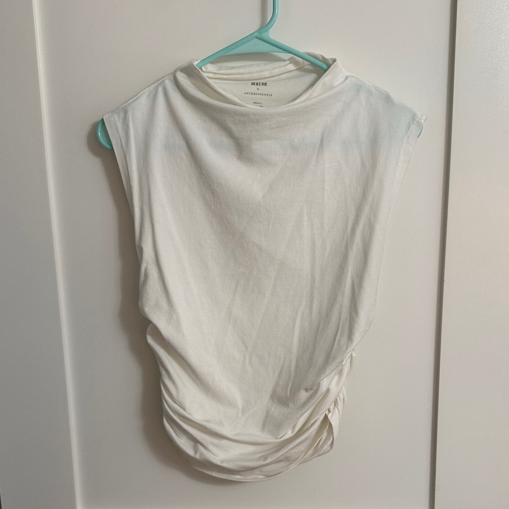 Anthropologie White Sleeveless Muscle Tee